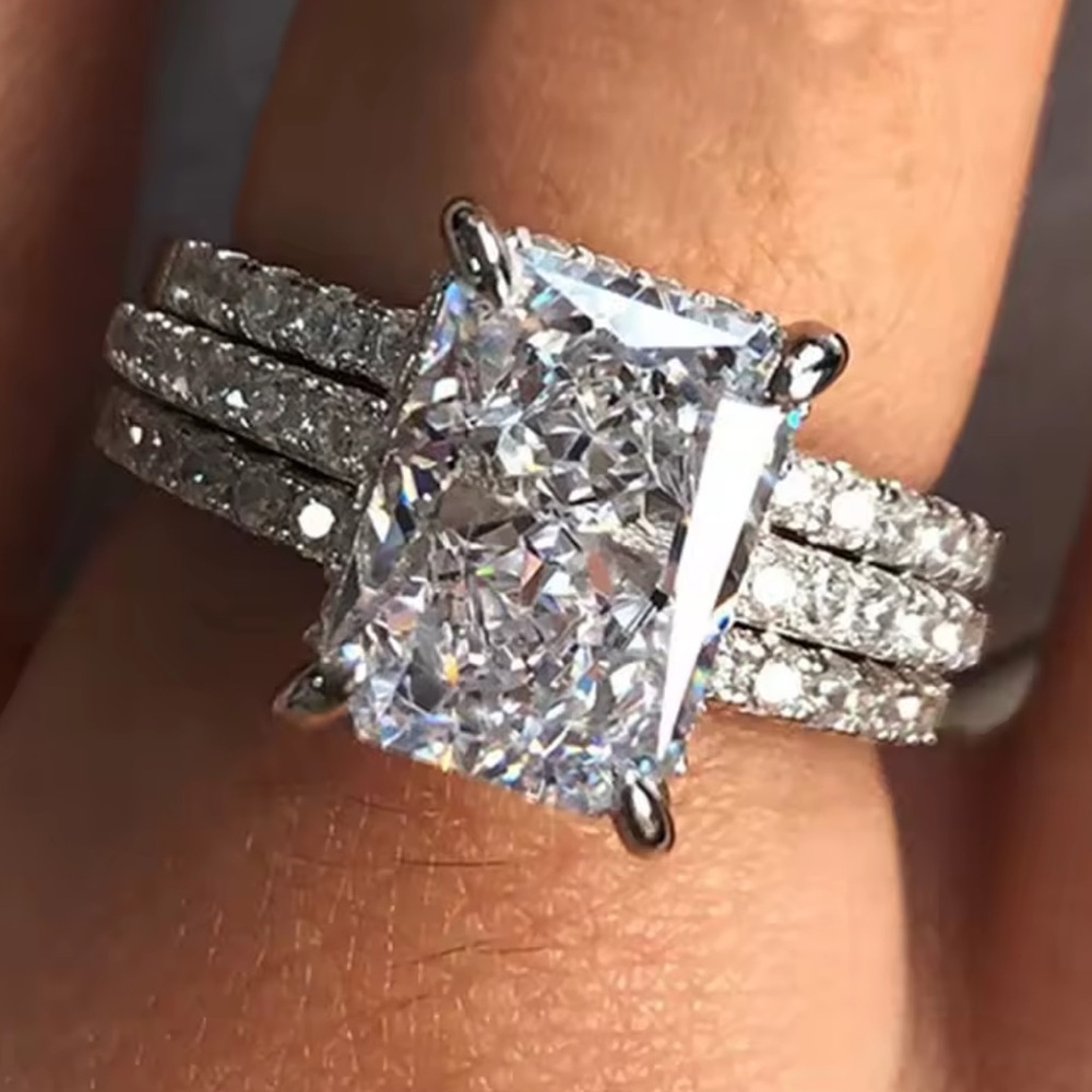 *NEW* 3pc 925 Wedding Ring Set